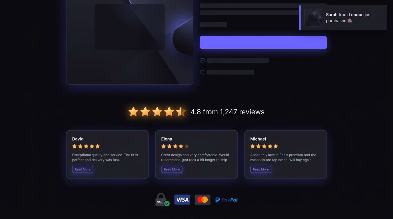 Social proof examples on a website